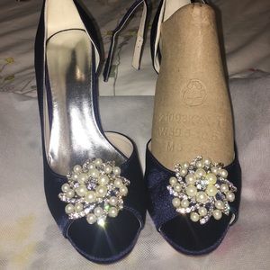 Brand new Dark Blue rhinestone with 3 inch heel